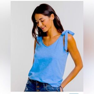 Southern Tide NWT Kirsten Tie Shoulder Tank Boat Blue XS 100% Cotton
